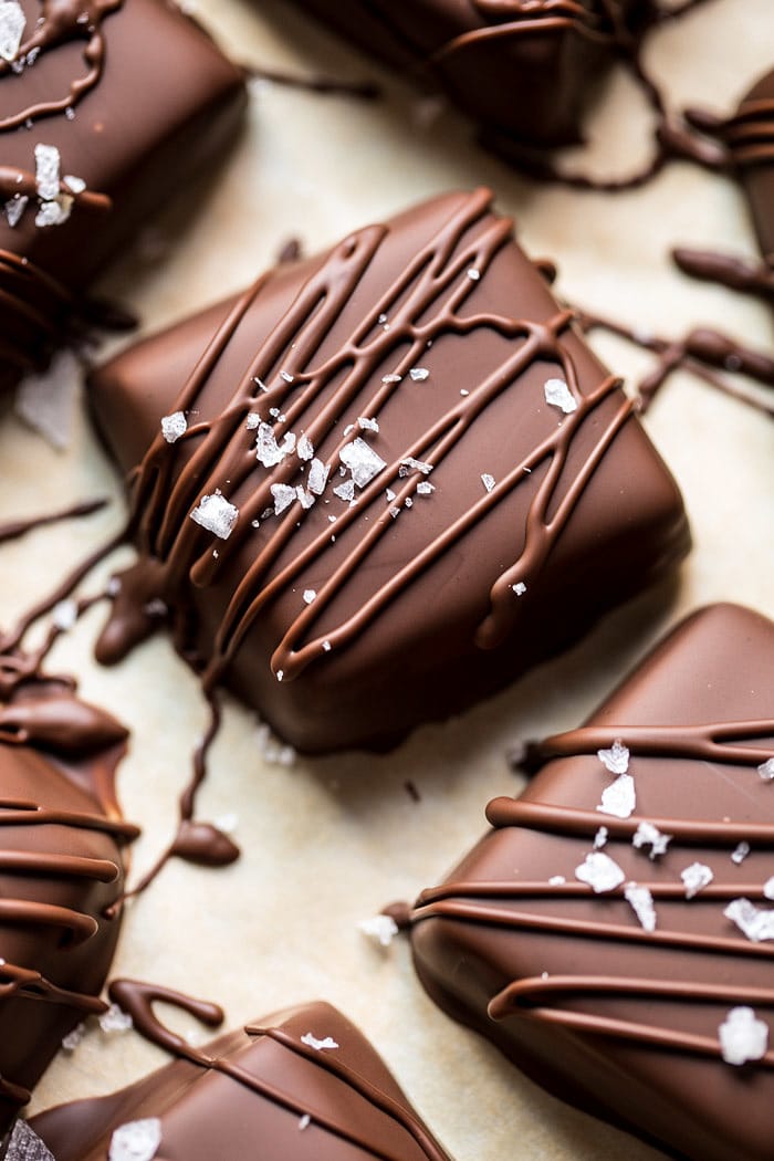 Salted Chocolate Covered Bourbon Cider Caramels | halfbakedharvest.com @hbharvest