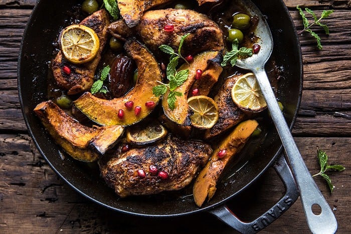 Skillet Roasted Moroccan Chicken and Olive Tagine | halfbakedharvest.com @hbharvest