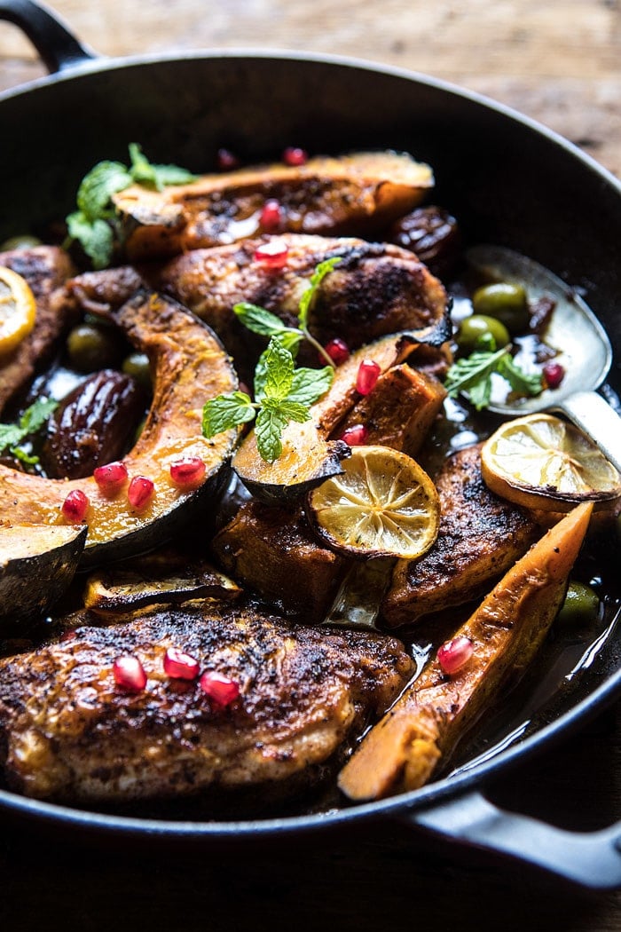 Skillet Roasted Moroccan Chicken and Olive Tagine | halfbakedharvest.com @hbharvest