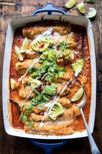 Spicy Poblano, Black Bean, and Quinoa Enchiladas | halfbakedharvest.com @hbharvest