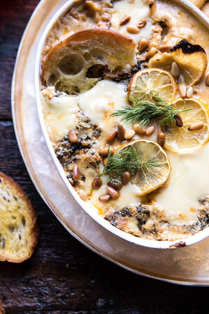 Roasted Lemon Spinach and Artichoke Dip | halfbakedharvest.com @hbharvest