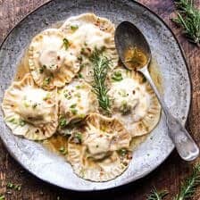 Seared Scallop Ravioli with Lemon Rosemary Butter Sauce | halfbakedharvest.com @hbharvest