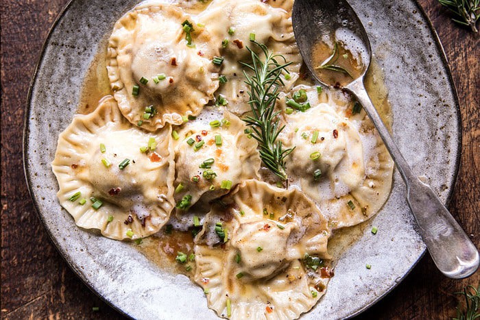 Seared Scallop Ravioli with Lemon Rosemary Butter Sauce | halfbakedharvest.com @hbharvest
