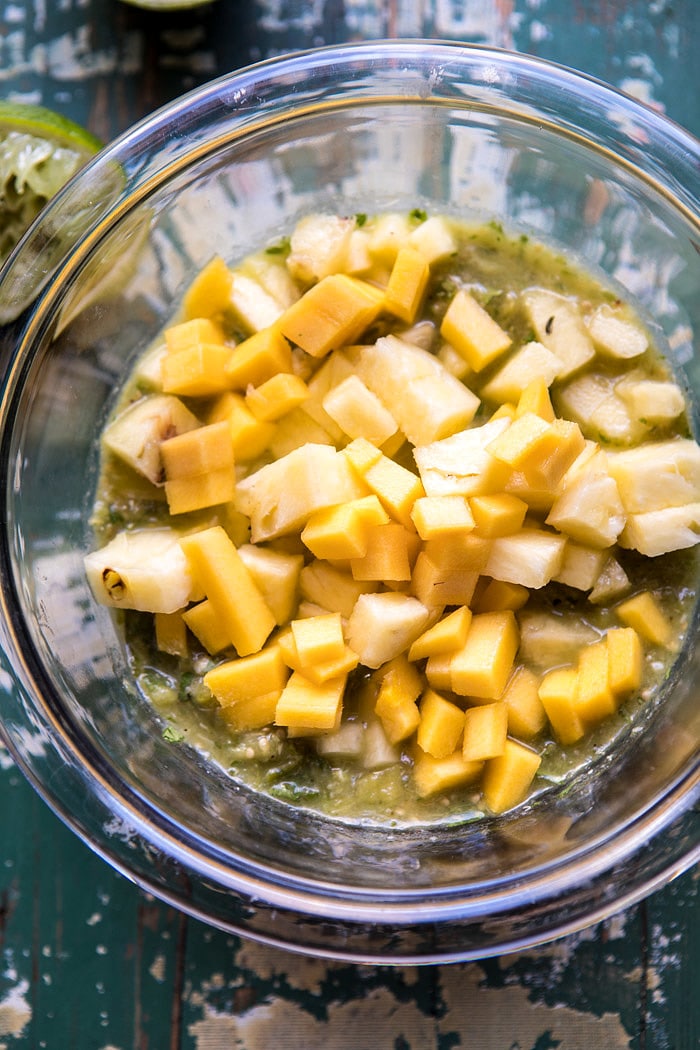 20 Minute Caribbean Shrimp Tacos with Roasted Jalapeño Pineapple Salsa | halfbakedharvest.com #tacos #shrimp #healthy #quick