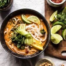20 Minute Peanut Noodle Soup with Lime Mango | halfbakedharvest.com @hbharvest