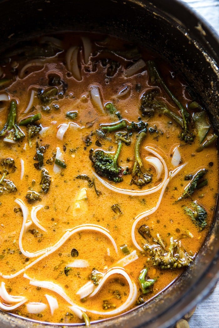 20 Minute Peanut Noodle Soup with Lime Mango | halfbakedharvest.com @hbharvest