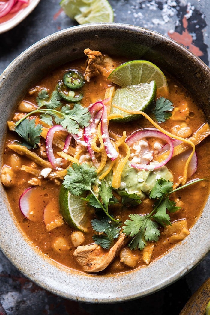 Mexican Hot Pot with Avocado Crema | halfbakedharvest.com @hbharvest #hotpot #soup #mexican