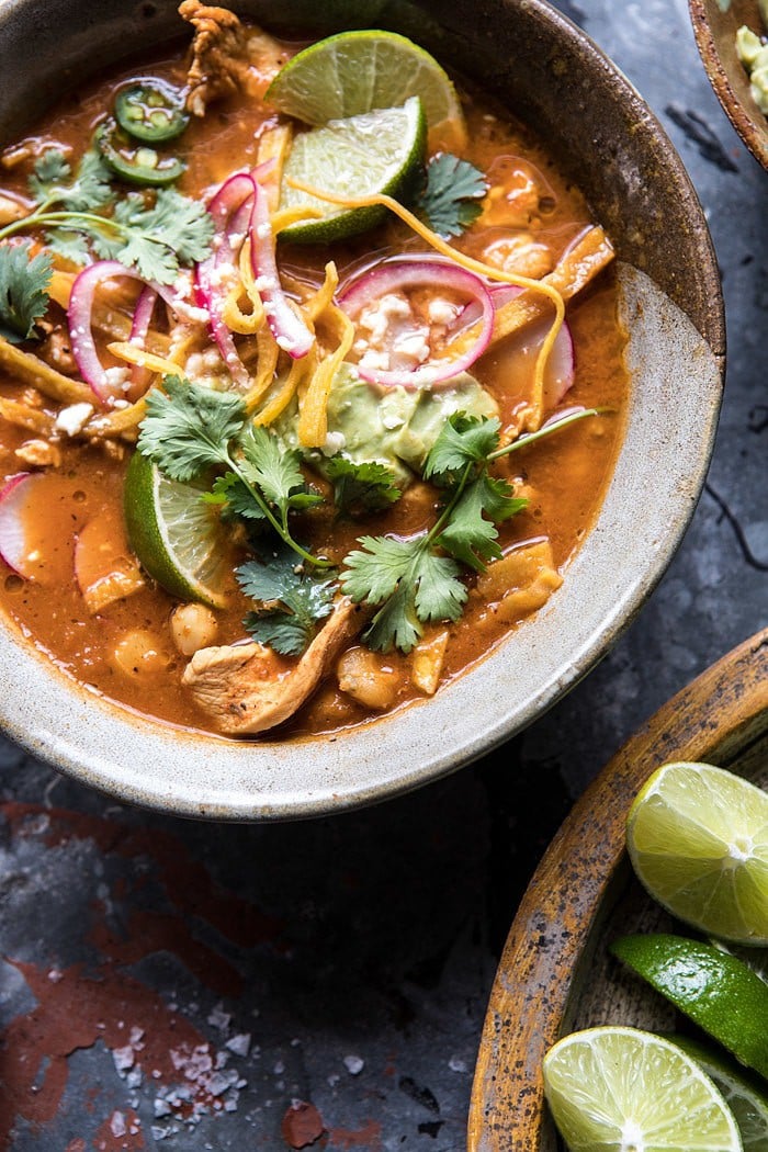 Mexican Hot Pot with Avocado Crema | halfbakedharvest.com @hbharvest #hotpot #soup #mexican
