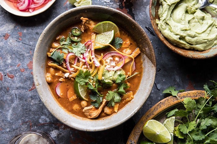 Mexican Hot Pot with Avocado Crema | halfbakedharvest.com @hbharvest #hotpot #soup #mexican