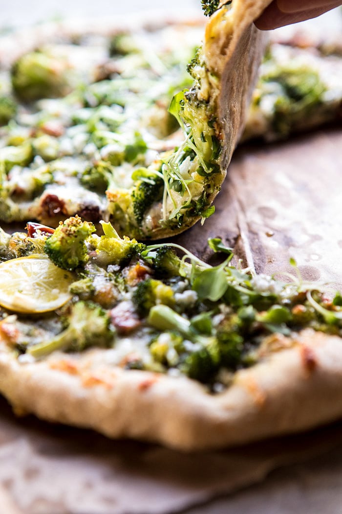 Whole Wheat Lemon Roasted Broccoli Pizza | halfbakedharvest.com #healthy #pizza #recipes #broccoli