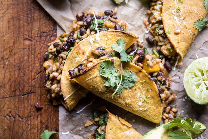 Chipotle Black Bean, Brown Rice, and Mango Quesadillas | halfbakedharvest.com #mexican #healthy #recipes