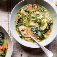 Crockpot Tuscan White Bean and Lemon Soup | halfbakedharvest.com #soup #slowcooker #crockpot #easy