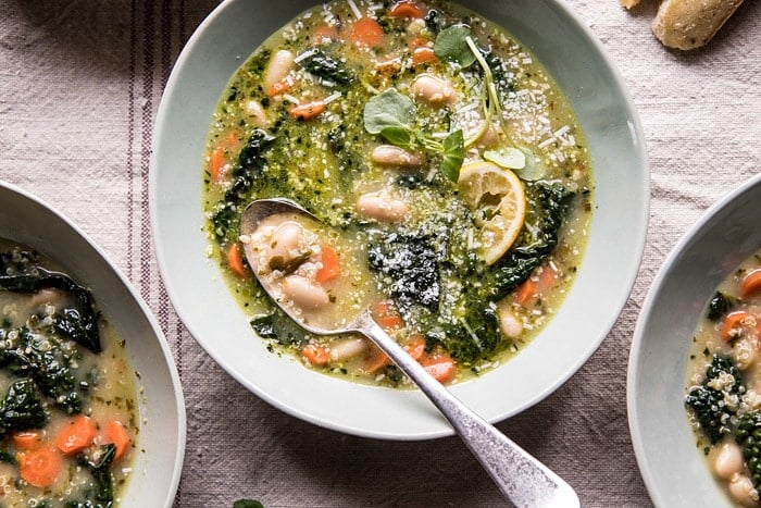 Crockpot Tuscan White Bean and Lemon Soup | halfbakedharvest.com #soup #slowcooker #crockpot #easy