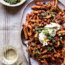 Easiest Tomato Basil Penne with Spicy Italian Chickpeas | halfbakedharvest.com #recipes #pasta #dinner #easy #quick
