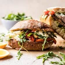 Antipasto Mozzarella Sandwich with Lemony Basil Pesto | halfbakedharvest.com #sandwich #italian #spring #summer #recipes
