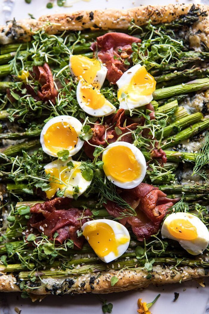Asparagus, Egg, and Prosciutto Tart with Everything Spice | halfbakedharvest.com #spring #tart #brunch #asparagus