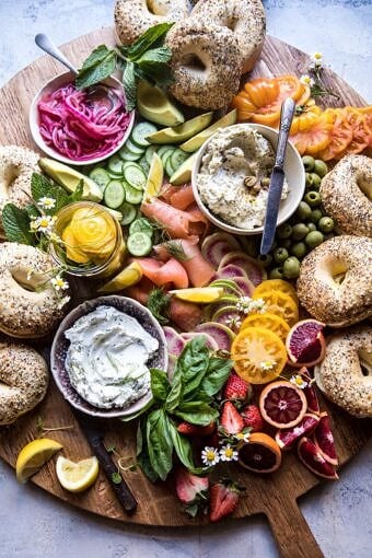 Bagel and Smoked Salmon Bar | halfbakedharvest.com #brunch #spring #mothersday #easter
