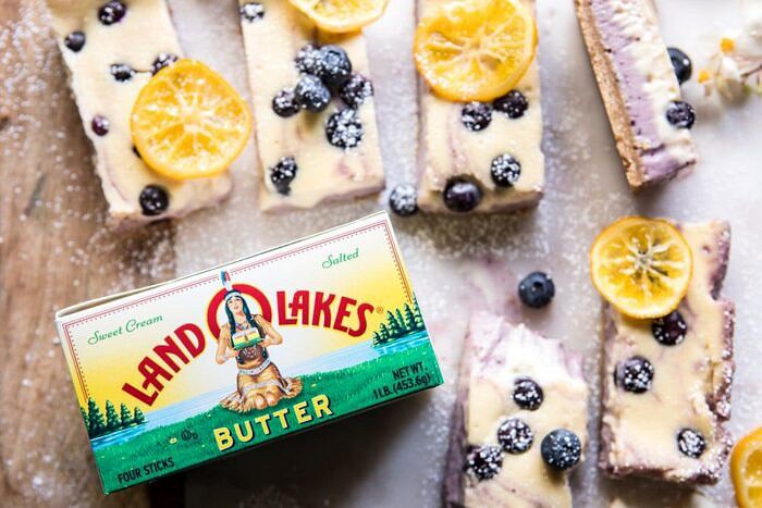 Blueberry Lemon Cheesecake Bars with Candied Lemon | halfbakedharvest.com #spring #easter #cheesecake #dessert