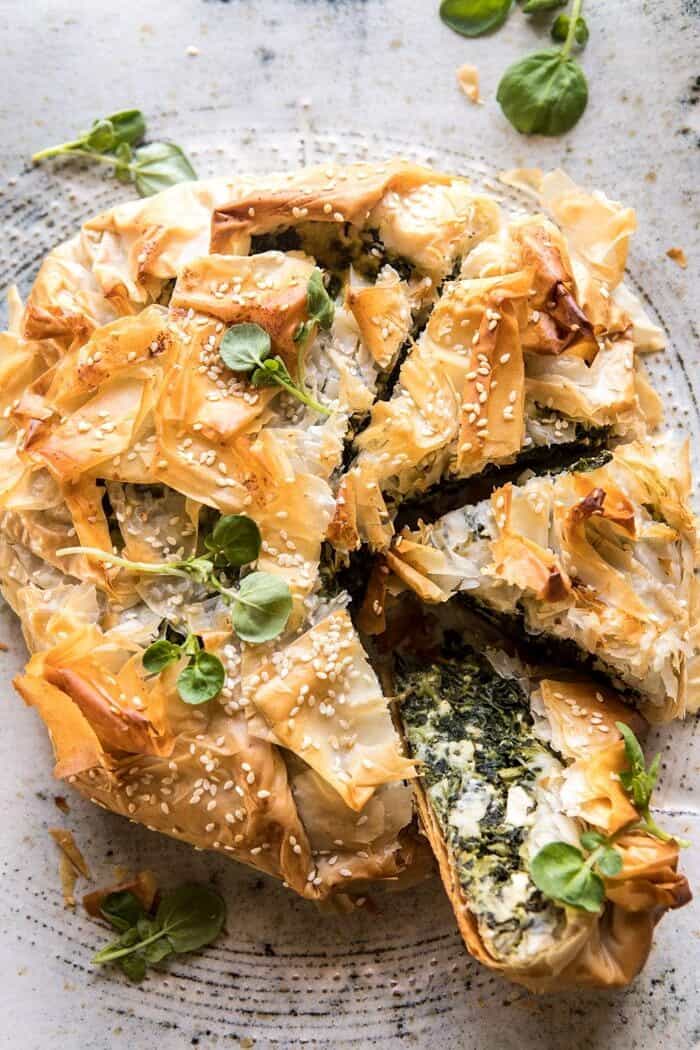 Greek Spinach and Feta Pie (Spanakopita) | halfbakedharvest.com #greek #easter #spring #spinach