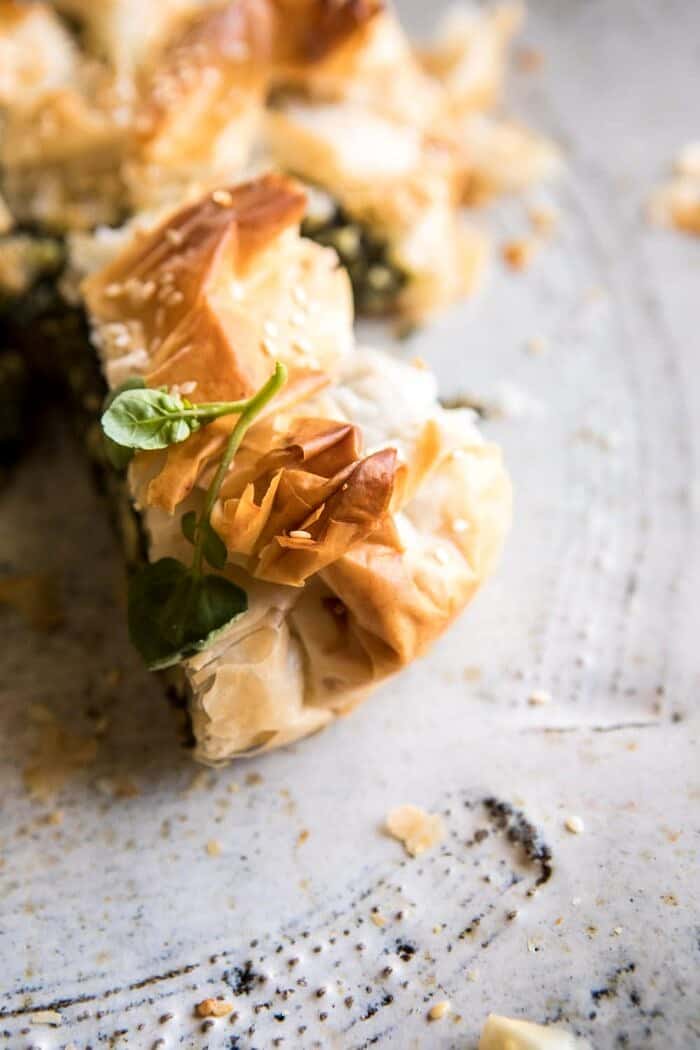 Greek Spinach and Feta Pie (Spanakopita) | halfbakedharvest.com #greek #easter #spring #spinach