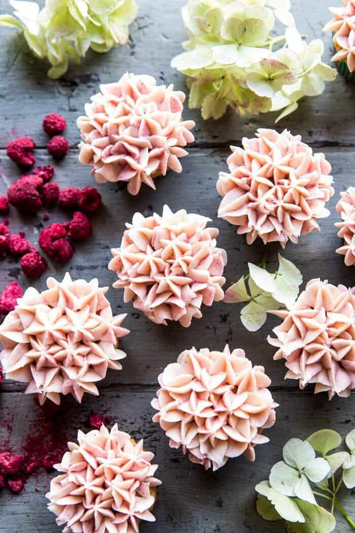 Hydrangea Flower Carrot Cake Cupcakes | halfbakedharvest.com #cupcakes #spring #easter
