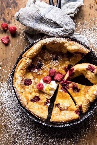 Raspberry Lemon Ricotta Dutch Baby | halfbakedharvest.com #brunch #breakfast #easter #summer #recipes