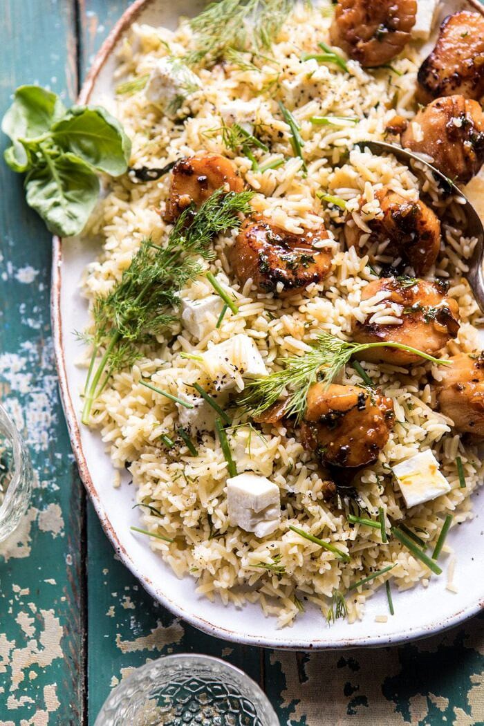 20 Minute Honey Garlic Butter Scallops and Orzo | halfbakedharvest.com #quick #easy #spring #recipes