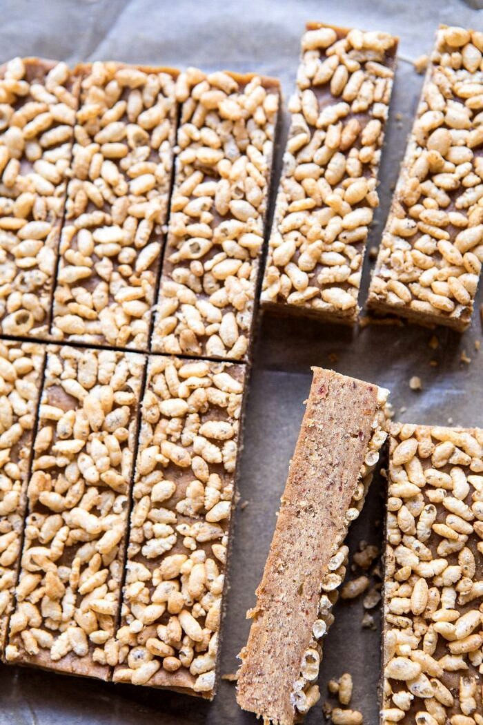 5 Ingredient Chocolate Covered Peanut Butter Crunch Bars | halfbakedharvest.com #chocolate #dessert #healthy