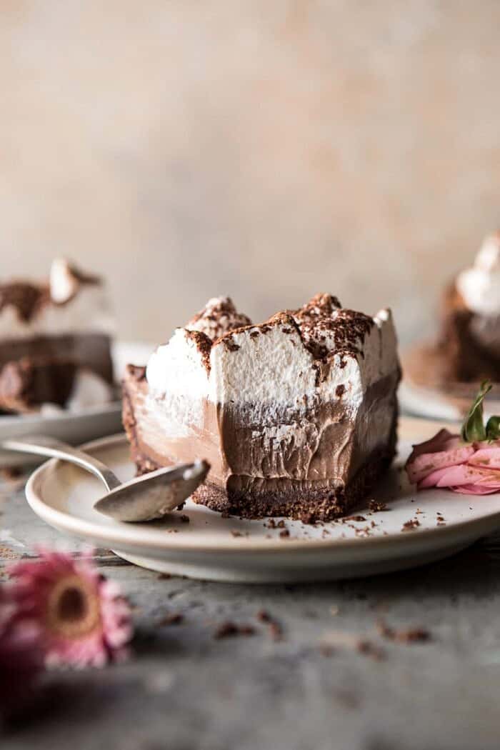 Dark Chocolate Chiffon Pie | halfbakedhavrest.com #chocolate #pie #dessert