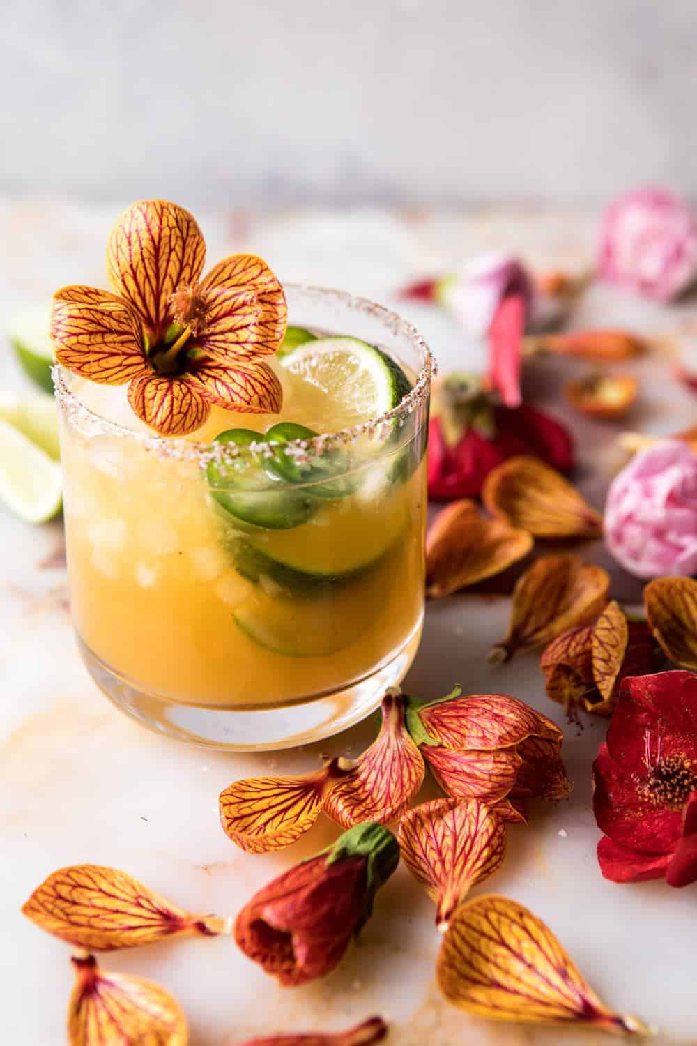 Spicy Gingered Mango Margarita | halfbakedharvest.com #cincodemayo #drinks #mexican