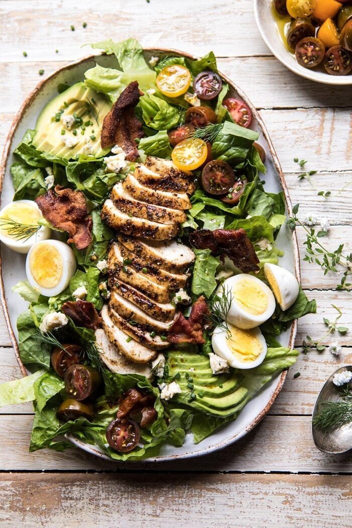Balsamic Grilled Chicken Cobb Salad | halfbakedharvest.com #chicken #salad #tomatoes