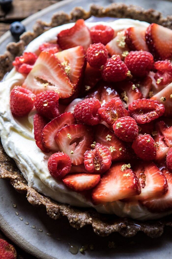 side angle photo of No Bake Greek Yogurt Fruit Tart
