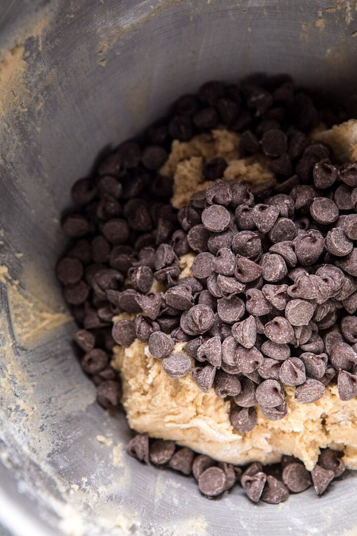 overhead photo of Whole Wheat Chocolate Chip cookie dough