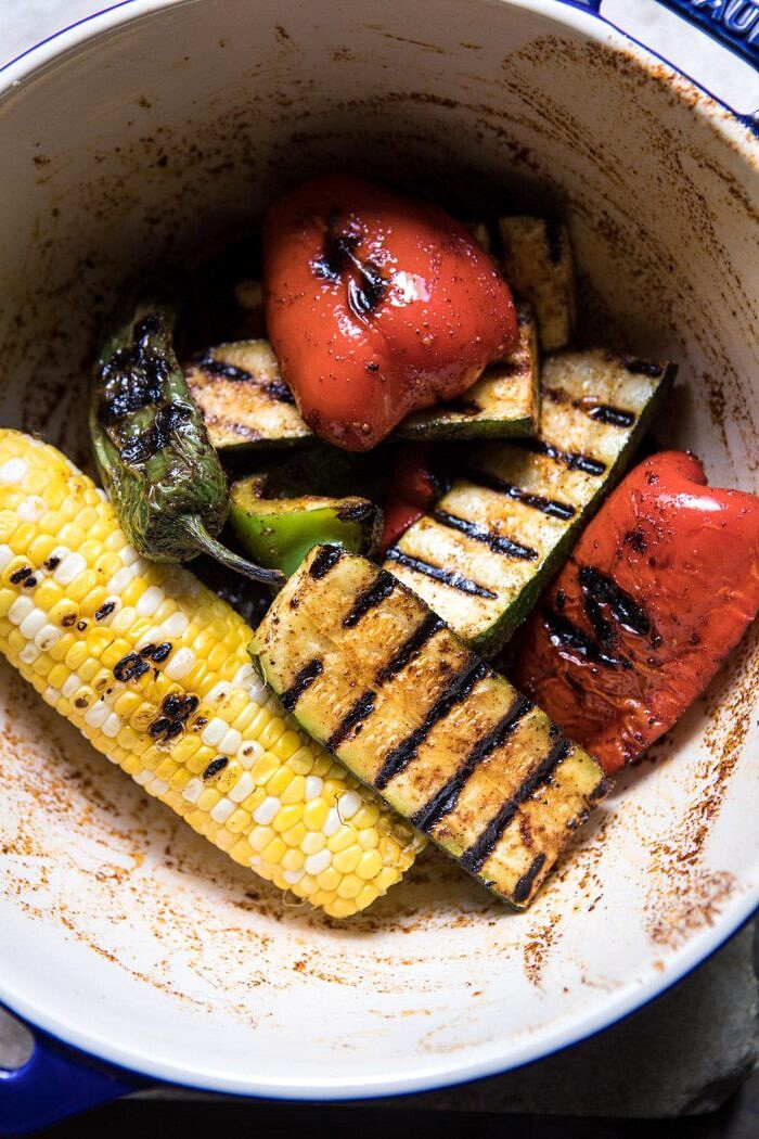 Grilled Vegetable and Cheese Quesadillas with Mango Salsa | halfbakedharvest.com #summerrecipes #grilled recipe #mexican