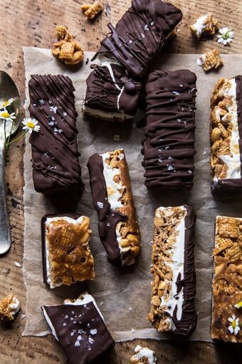 Chocolate Caramel Crunch Ice Cream Bars | halfbakedharvest.com #cereal #chocolate #icecream #dessert #summer