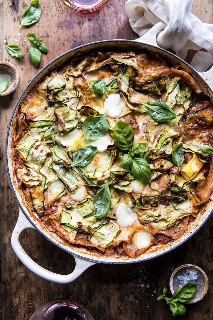 One Pan Zucchini and 3 Cheese Lasagna | halfbakedharvest.com #healthy #summerrecipes #onepan #pasta
