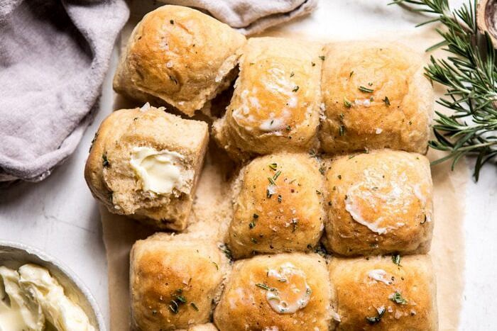 Buttery Pull Apart Whole Wheat Potato Rolls | halfbakedharvest.com #bread #rolls #easyrecipes #backtoschool horizontal photo of Buttery Pull Apart Whole Wheat Potato Rolls