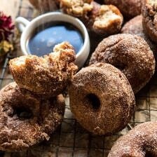 Mulled Spiced Apple Cider Doughnuts | halfbakedharvest.com #applecider #cinnamonsugar #doughnuts #applebutter #maple #fall #autumn #harvest
