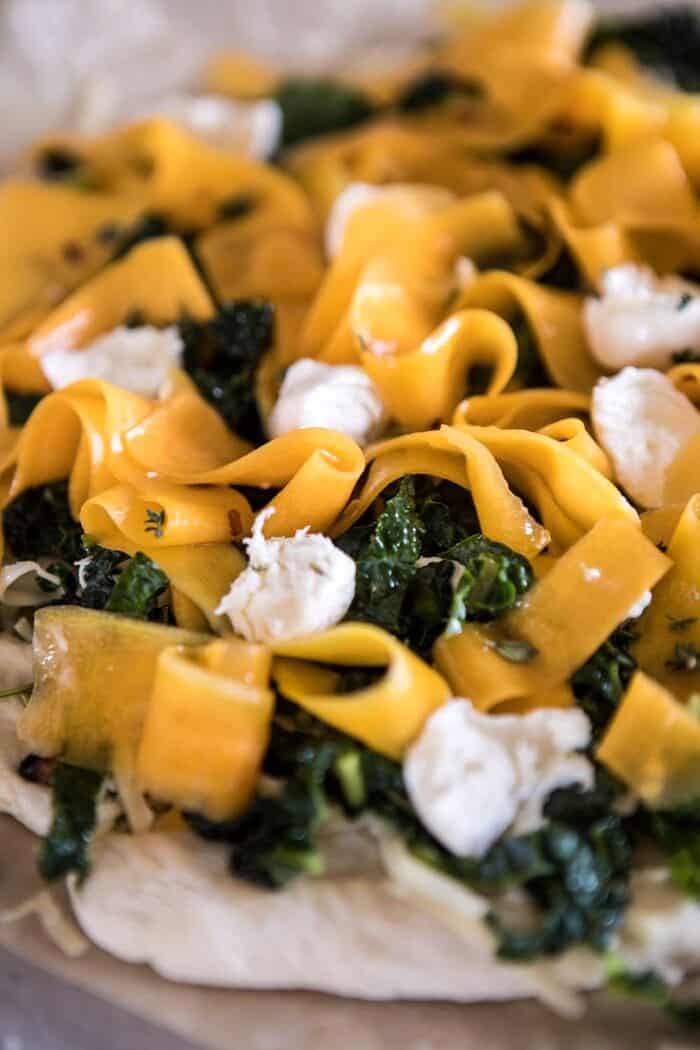 butternut squash pizza before baking 