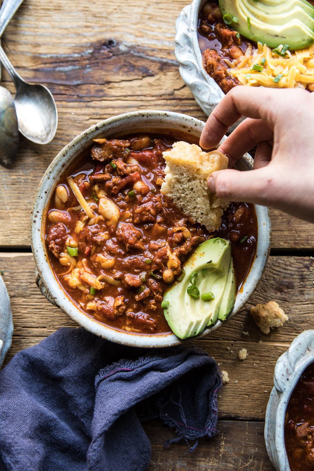 Healthy Slow Cooker Turkey and White Bean Chili | halfbakedharvest.com #slowcooker #chili #healthyrecipes #turkey