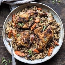 Slow Cooker Herbed Chicken and Rice Pilaf | halfbakedharvest.com #slowcooker #easyrecipes #chicken #wildrice #healthy #fallrecipes