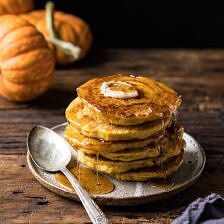 Spiced Pumpkin Cinnamon Roll Pancakes | halfbakedharvest.com #pumpkin #pumpkinpancakes #brunch #breakfast #easyrecipes