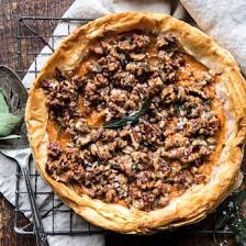 Bourbon Pecan Sweet Potato Phyllo Casserole | halfbakedharvest.com #sweetpotato #thanksgiving #holidayrecipes #fall #autumn