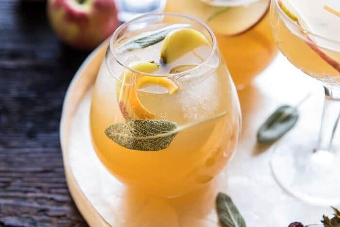 Harvest Apple Ginger Spritz | halfbakedharvest.com #fall #thanksgiving #apples #drinks #cocktails horizontal photo of Harvest Apple Ginger Spritz