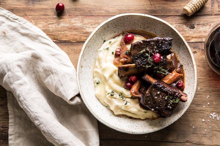 Red Wine Cranberry Braised Short Ribs | halfbakedharvest.com #slowcooker #easy #dinner #familyrecipes #holidayrecipes horizontal photo of Red Wine Cranberry Braised Short Ribs