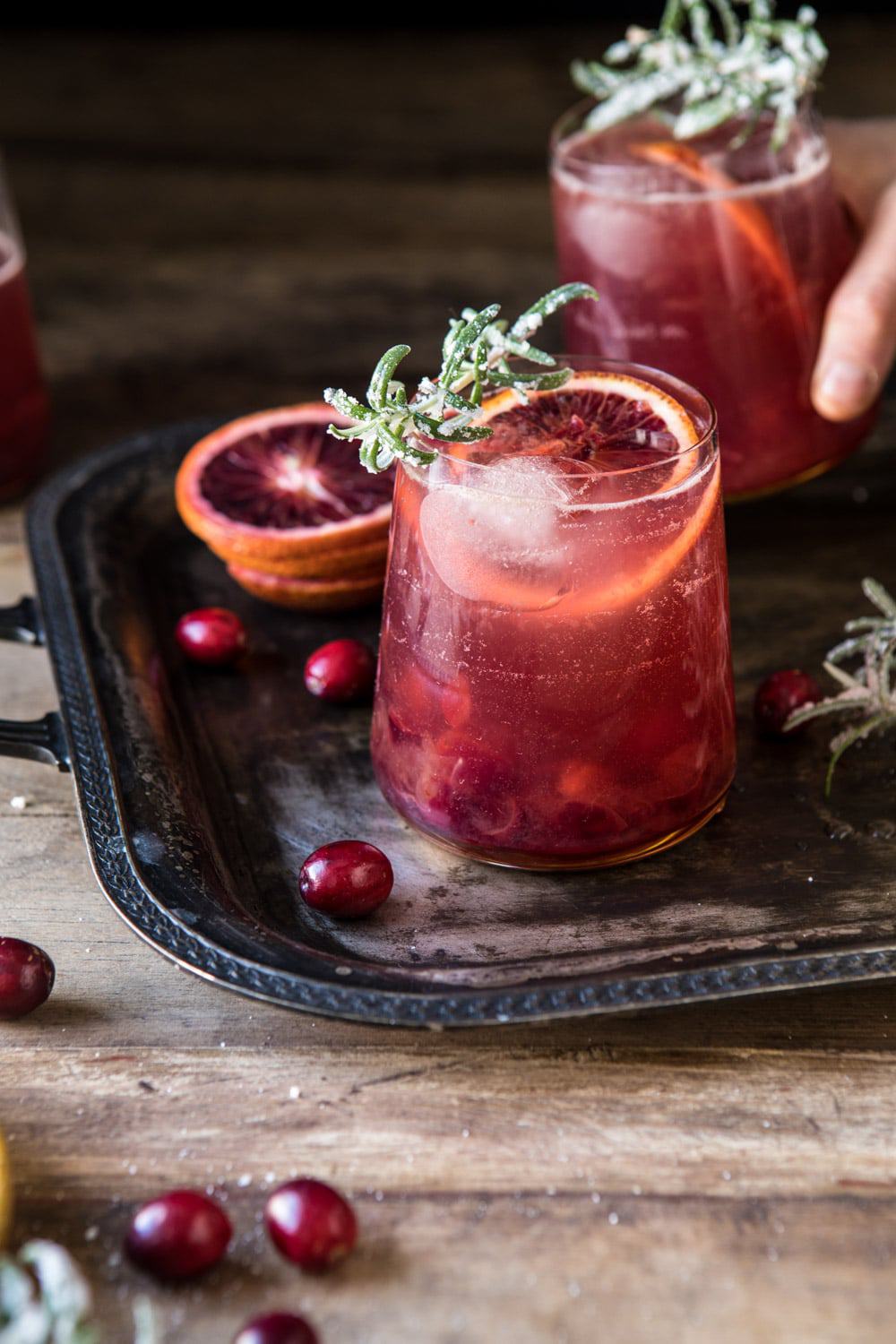 Spiced Cranberry Rosé Spritzers | halfbakedharvest.com #cocktails #thanksgiving #christmas #holiday #easyrecipes #punch
