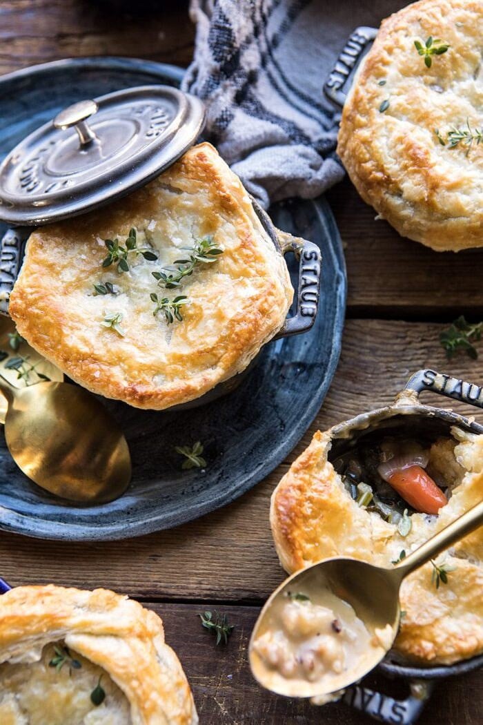 Turkey and Wild Rice Pot Pie | halfbakedharvest.com #potpie #turkey #fall #easyrecipes Turkey and Wild Rice Pot Pie with filling exposed