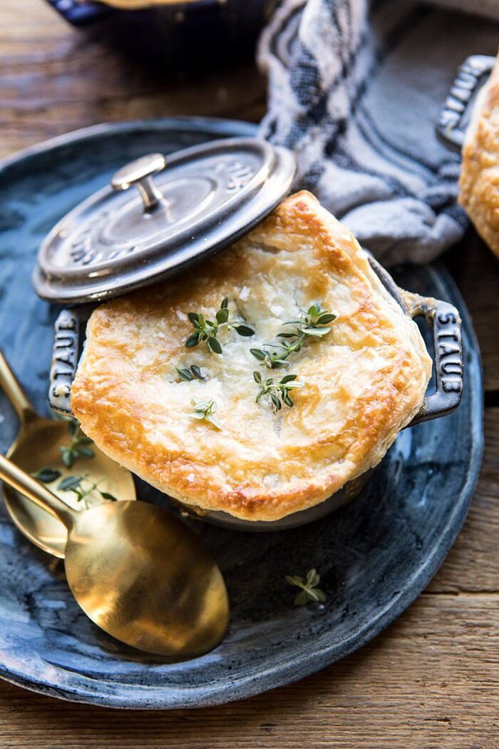 Turkey and Wild Rice Pot Pie | halfbakedharvest.com #potpie #turkey #fall #easyrecipes close up photo of Turkey and Wild Rice Pot Pie