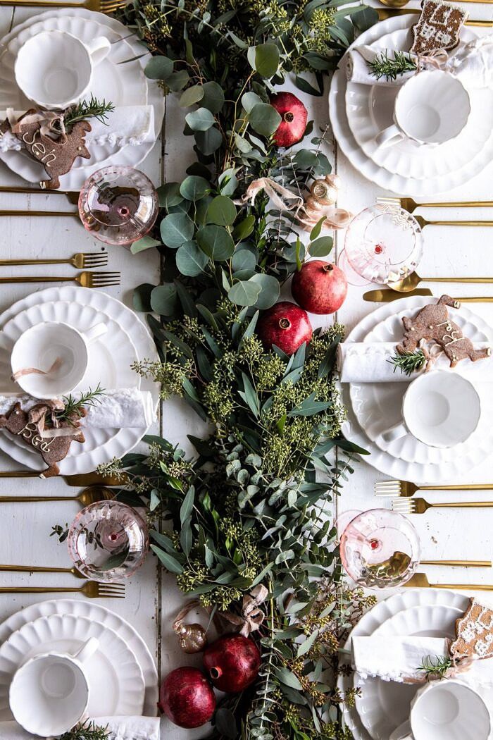 overhead photo of An Easy Christmas Tablescape