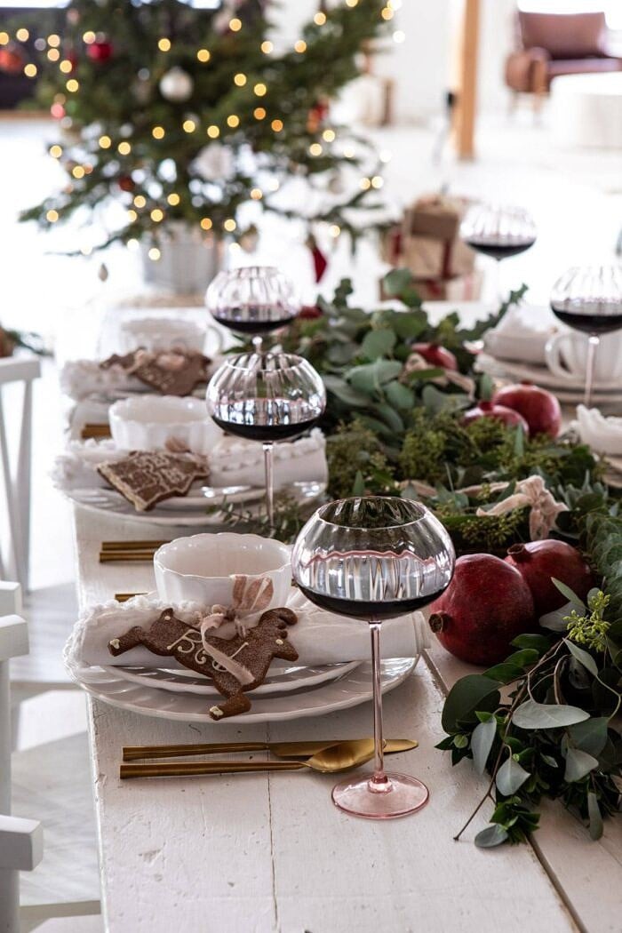 An Easy Christmas Tablescape with tree in background